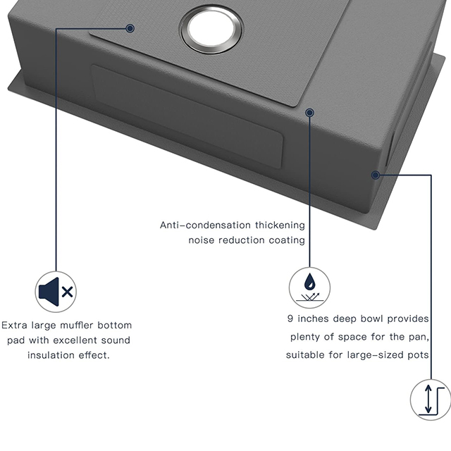 Éviers de cuisine faits main d'acier inoxydable SUS304 de cuvette simple de 30 pouces Undermount